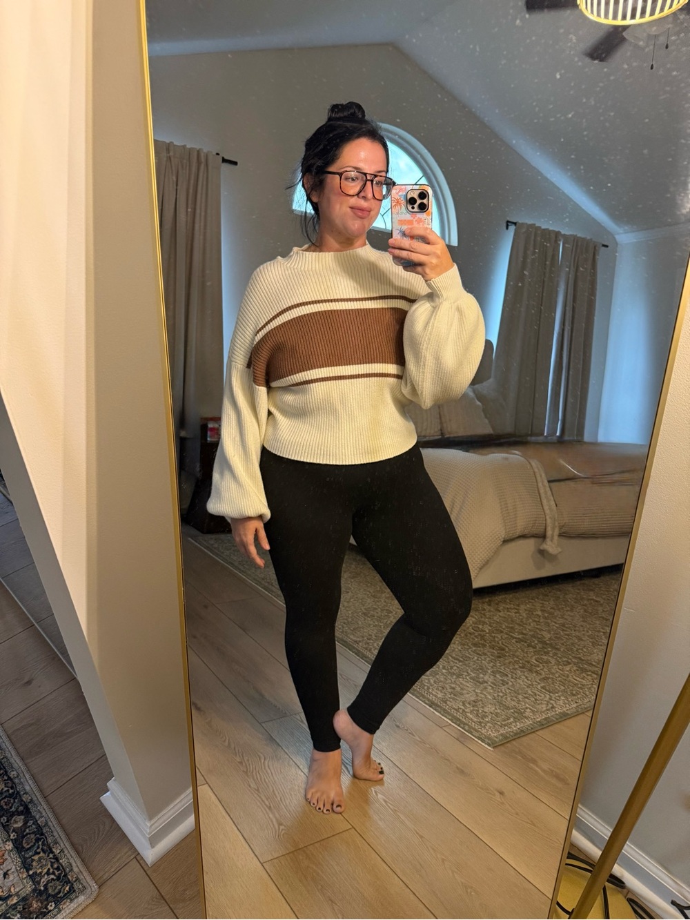 Gilli Cream Ribbed Knit Sweater